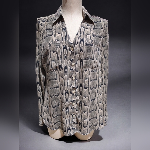 Express Snakeskin Print Button-Front Blouse - Size M - Picture 1 of 3
